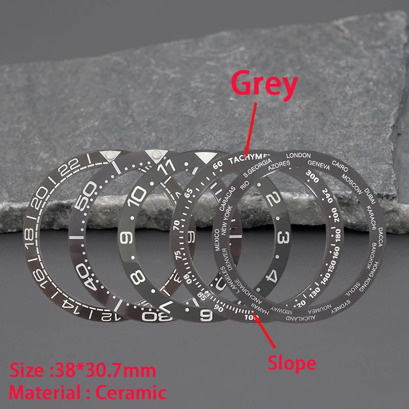 Watch Bezel Insert - 38*30.7mm İmitasyon Meteorit Gri Seramik Çerçeve