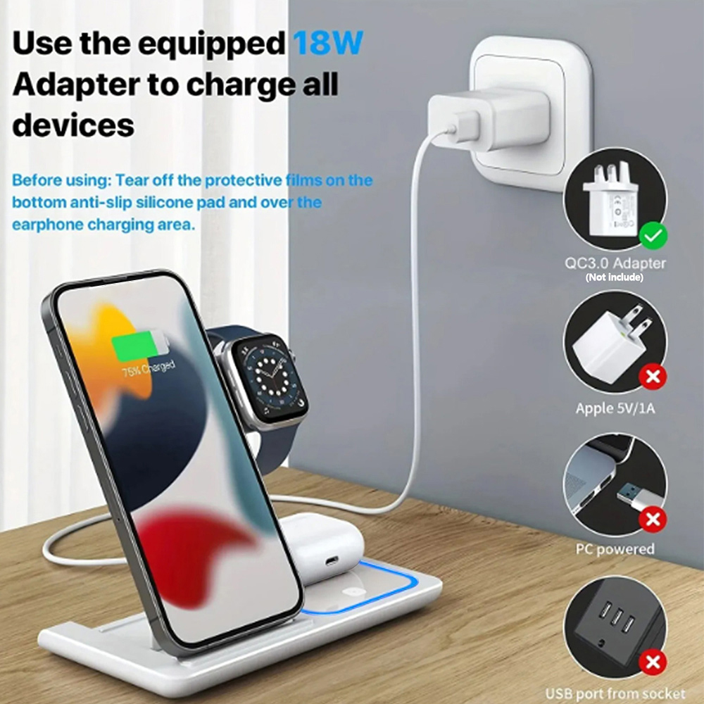 15W 3'ü 1 Arada Kablosuz Şarj  - Xwatch Smartwatch incelemesi ve fiyatı
