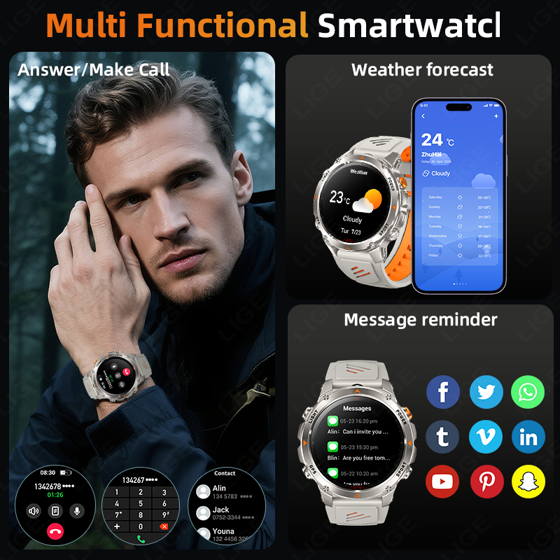 LIGE Sağlam GPS Takip Akıllı S - Smartwatch Sports Watches For Men incelemesi ve fiyatı