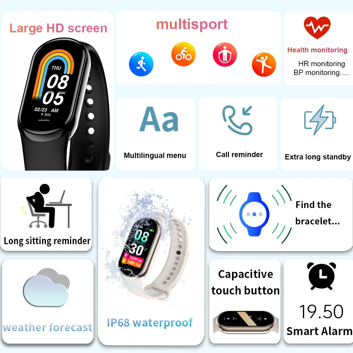 Yeni Orijinal Küçük M8 Band Ak - Smartwatch Sports Watches For Women incelemesi ve fiyatı